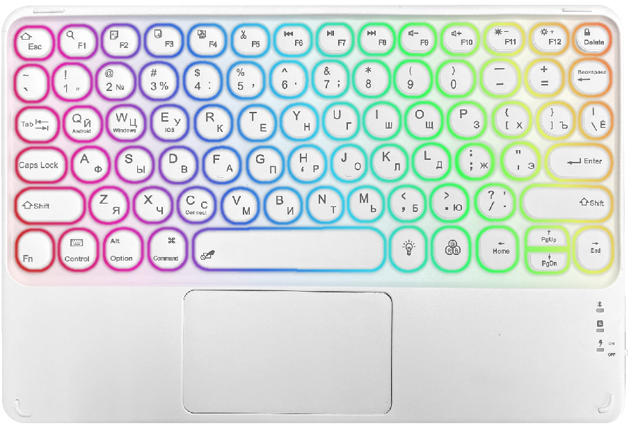 

Клавіатура бездротова AIRON Easy Tap 2 Bluetooth з тачпадом і LED для Smart TV і планшета (4822352781089) White