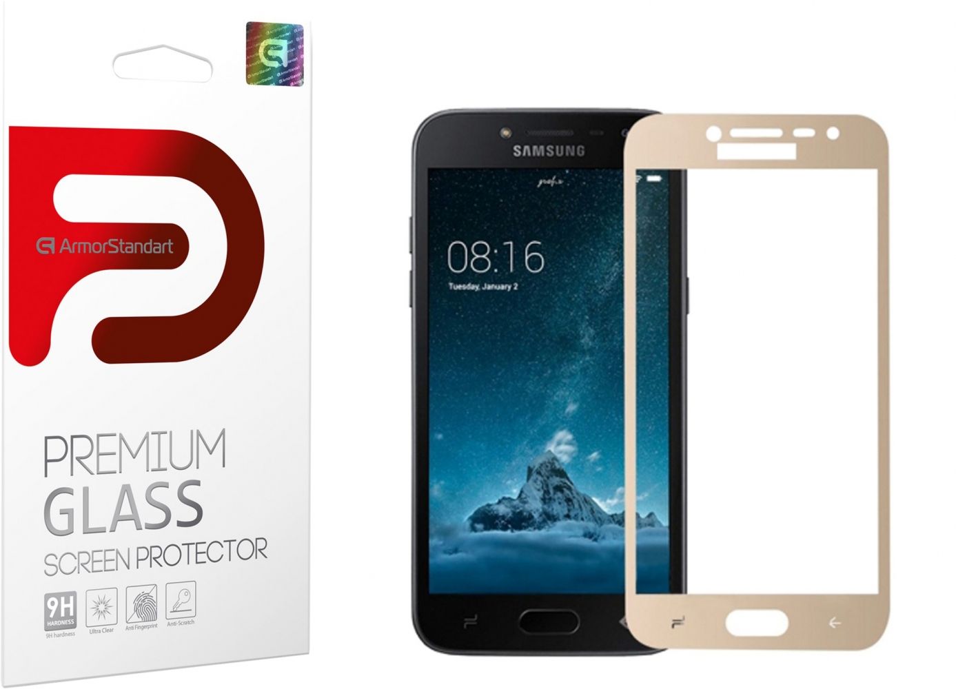 

Захисне скло ArmorStandart Full-Screen Samsung J2 2018 (J250) Gold
