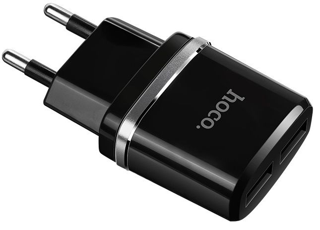 

Сетевое зарядное устройство Hoco C12 2USB 2.4A + microUSB cable Black