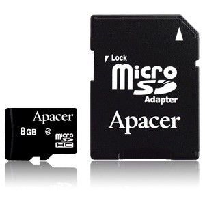 

Карта пам'яті Apacer 8 GB microSD Class 4 + SD adapter AP8GMCSH4-R