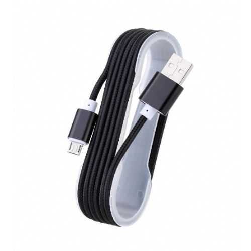 

Кабель на котушці microUSB 1.5m тканинний Black