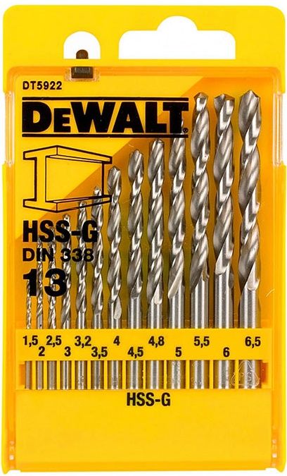 

Набір свердел DeWalt HSS-G для металу 13 шт. (DT5922)