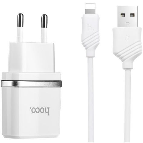 

Мережевий зарядний пристрій Hoco C12 2USB 2.4A + lightning cable White
