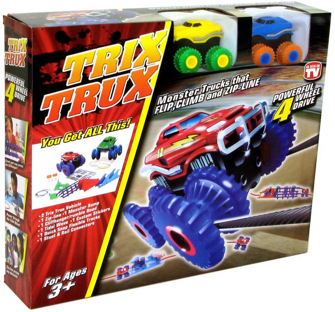 

Набір машинок Trix Trux 2 машинки з трасою синя і зелена
