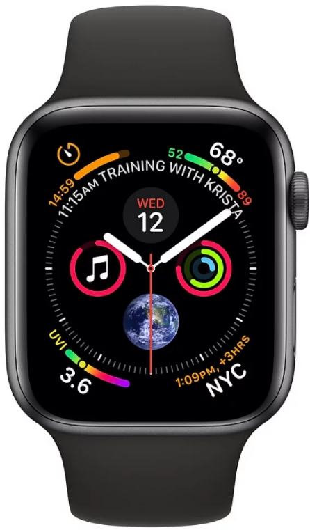 

Apple Watch Series 4 44mm Space Grey Aluminium Case with Black Sport Band