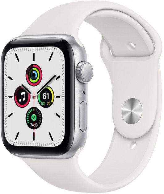 

Apple Watch SE 40mm Silver Aluminium Case with White Sport Band