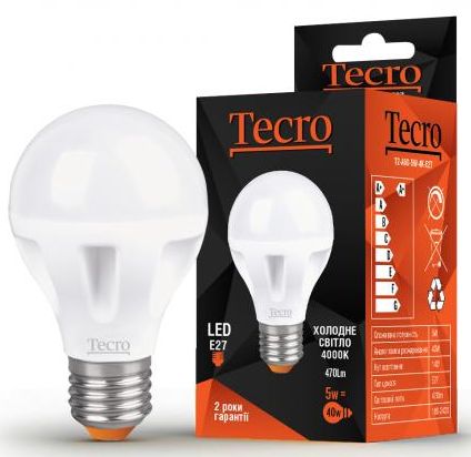 

Лампа LED Tecro T2-A60-5W-4K-E27 5W 4000K E27