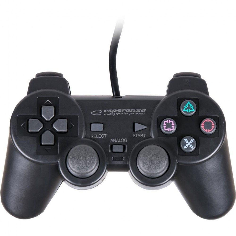 

Дротовий геймпад Esperanza Vibration PC/PS2/PS3 Black (EG106)