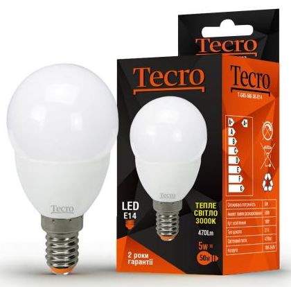 

Лампа LED Tecro T-G45-5W-3K-E14 5W 3000K E14