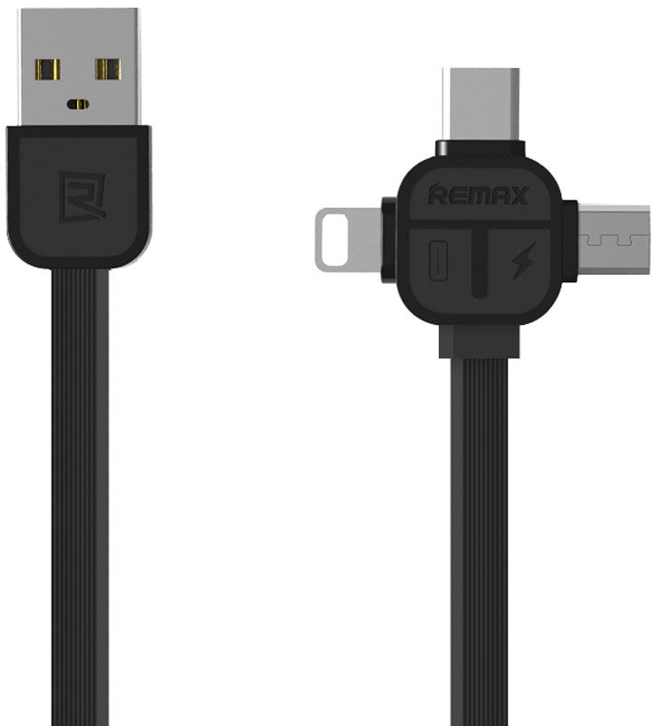 

Кабель Remax Lesu RC-066th 3в1 Lightning/MicroUSB/Type-C 1 м Black