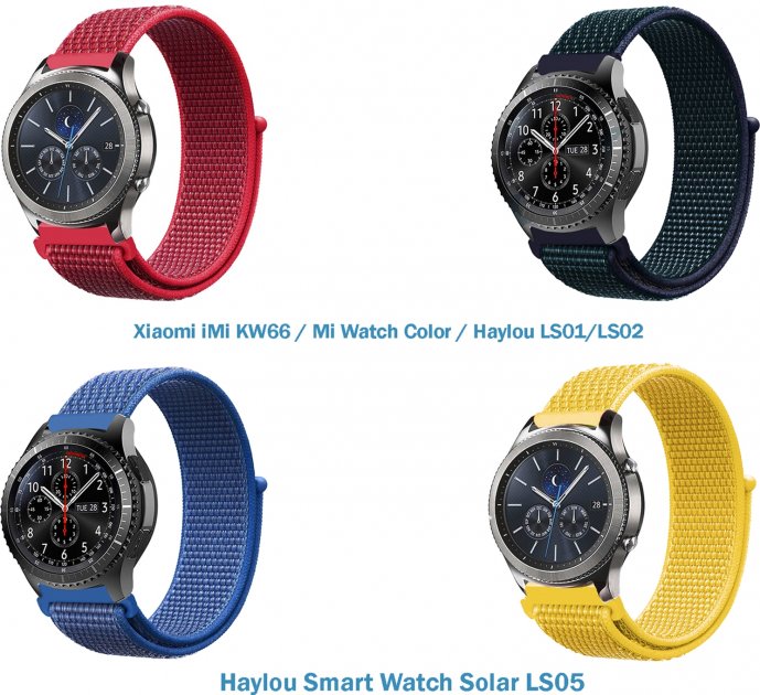 

Набір ремінців 4 кольори BeCover Nylon Style для Xiaomi iMi KW66/Mi Watch Color/Haylou LS01/LS02 (706565) Boy