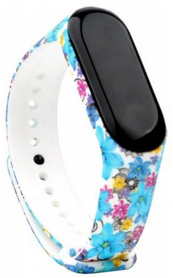 

Ремешок для Xiaomi Mi Band 3 Blue with flowers