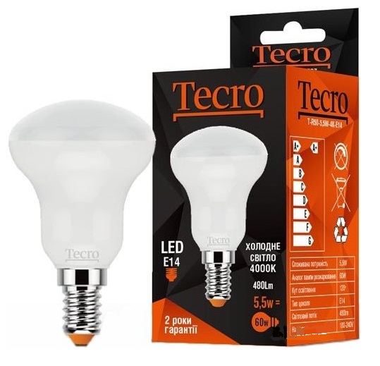 

Лампа LED Tecro T-R50-5,5W-4K-E14 5,5W 4000K E14