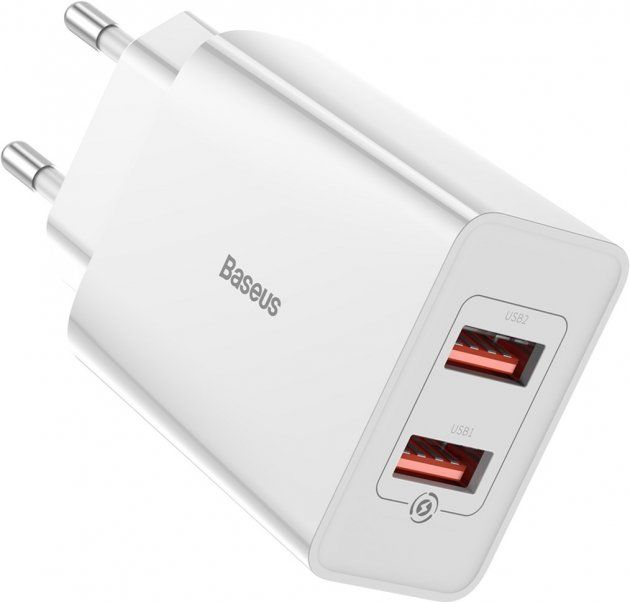 

Мережевий зарядний пристрій Baseus Speed Mini QC Dual U Charger 18W CCFS-V02 (165723) White