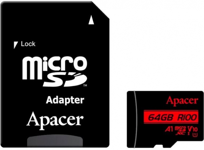 Карта памяти Apacer microSDHC 64GB Class 10 UHS-I + SD adapter (AP64GMCSX10UB-R) - фото Карта памяти Apacer microSDHC 64GB Class 10 UHS-I + SD adapter (AP64GMCSX10UB-R) - фото - интернет-магазин электроники и бытовой техники TTT
