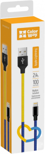 Кабель Colorway USB - Apple Lightning (national) 2.4А 1 м (CW-CBUL052-BLY) Blue-Yellow - фото Кабель Colorway USB - Apple Lightning (national) 2.4А 1 м (CW-CBUL052-BLY) Blue-Yellow - фото - интернет-магазин электроники и бытовой техники TTT