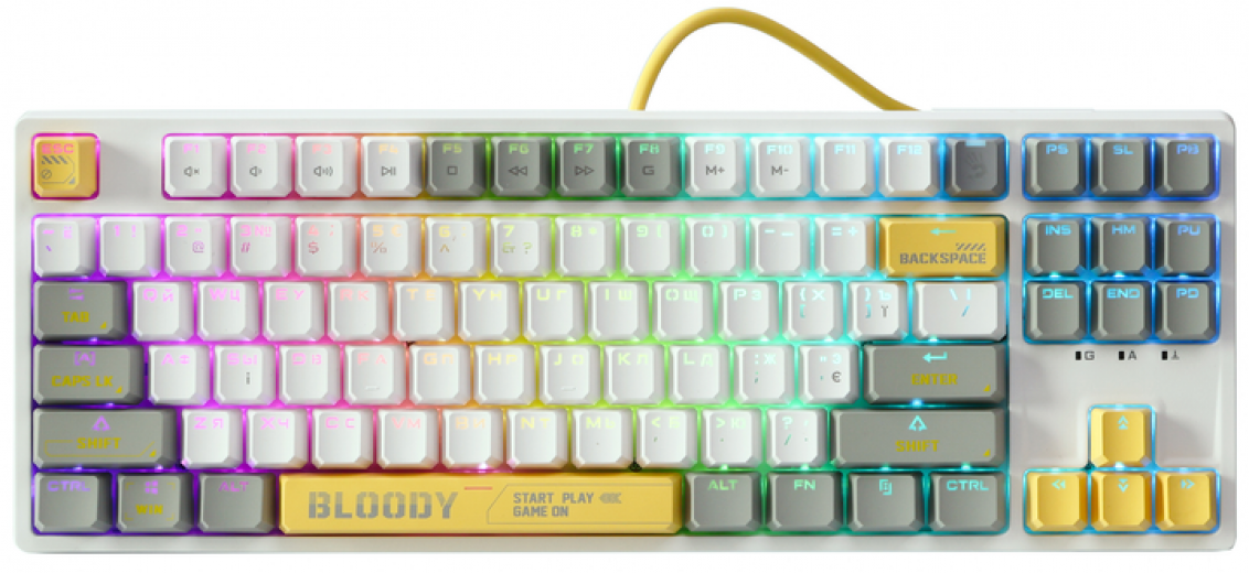 Клавіатура дротова A4Tech Bloody S87 USB (4711421993708) Energy White - фото Клавіатура дротова A4Tech Bloody S87 USB (4711421993708) Energy White - фото - інтернет-магазин електроніки та побутової техніки TTT