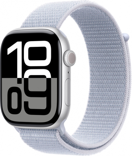 Apple Watch Series 10 GPS 46mm Silver Aluminium Case with Blue Cloud Sport Loop (MWWN3QH/A) - фото - інтернет-магазин електроніки та побутової техніки TTT