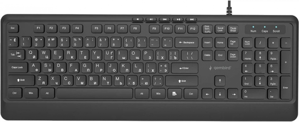 Клавиатура проводная Gembird Slim Multimedia USB (KB-MCH-05-CYRL) Black  - фото - интернет-магазин электроники и бытовой техники TTT
