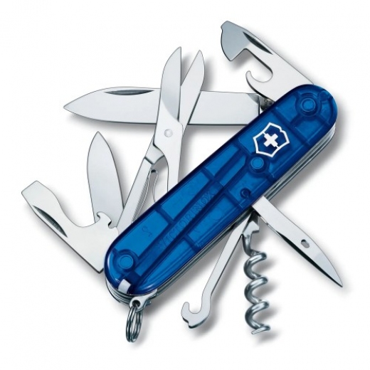 Швейцарский нож Victorinox Swiss Army Climber (1.3703.T2) Blue Transparent - фото - интернет-магазин электроники и бытовой техники TTT
