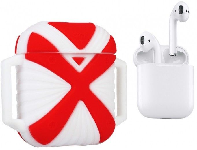 Чехол X-HuWei i-Smile для Apple AirPods IPH1443 (702334) Red/White - фото - интернет-магазин электроники и бытовой техники TTT
