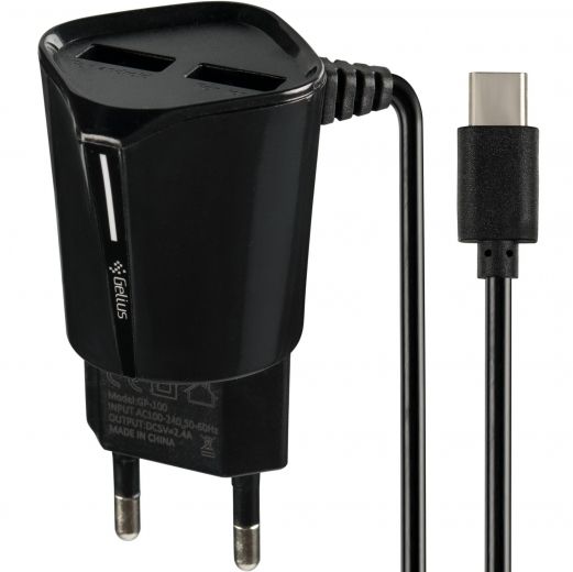 Мережевий зарядний пристрій Gelius Pro Edition Auto ID 2USB + cable Type-C 2.4A Black - фото - інтернет-магазин електроніки та побутової техніки TTT