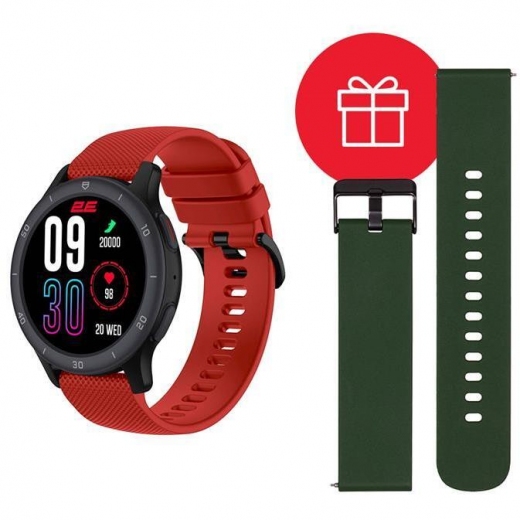 Смарт-часы 2E Motion GT2 47mm + ремешок зеленый (2E-CWW21BKRD-WS) Black-Red - фото - интернет-магазин электроники и бытовой техники TTT