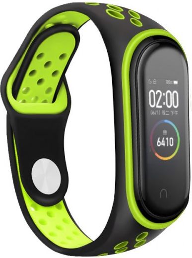 Ремінець BeCover Nike Style для Xiaomi Mi Smart Band 5 (705152) Black-Green - фото - інтернет-магазин електроніки та побутової техніки TTT