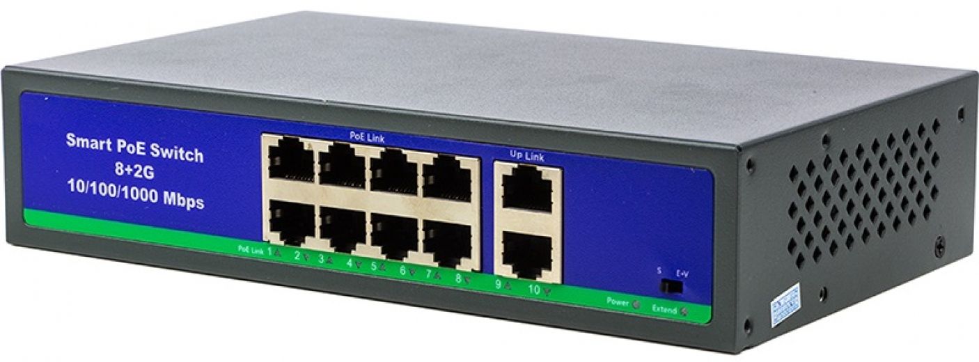 PoE коммутатор PowerPlant 8ch 100Mbps+2G uplink (POE802L) - фото - интернет-магазин электроники и бытовой техники TTT