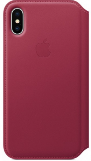 Панель Apple Leather Folio iPhone X Berry - фото - интернет-магазин электроники и бытовой техники TTT