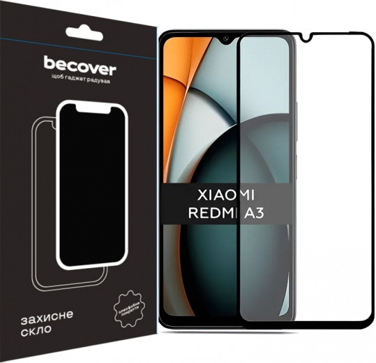Захисне скло BeCover для Xiaomi Redmi A3 4G (711227) Black - фото - інтернет-магазин електроніки та побутової техніки TTT