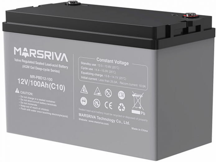 Аккумуляторная батарея Marsriva MR-PBD12-100 12V 100Ah AGM - фото - интернет-магазин электроники и бытовой техники TTT