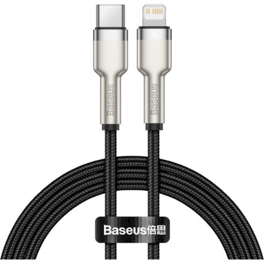 Кабель Baseus Cafule Metal Type-C to Lightning PD 20W 1 м (CATLJK-A01) Black - фото - інтернет-магазин електроніки та побутової техніки TTT