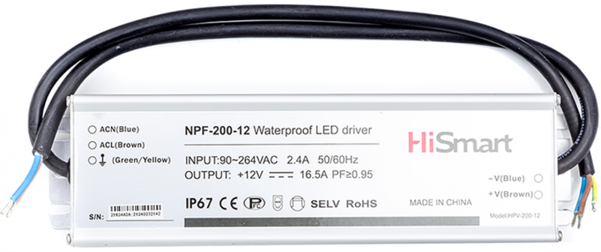Блок питания HiSmart 12V 16.5A 200W PFC IP67 (NPF-200-12) - фото Блок питания HiSmart 12V 16.5A 200W PFC IP67 (NPF-200-12) - фото - интернет-магазин электроники и бытовой техники TTT