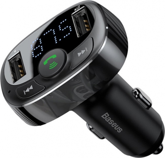 FM-трансмітер Baseus T-Typed S-09 Bluetooth MP3 Car Charger 2.4 A 2 USB (CCALL-TM01) Black - фото - інтернет-магазин електроніки та побутової техніки TTT