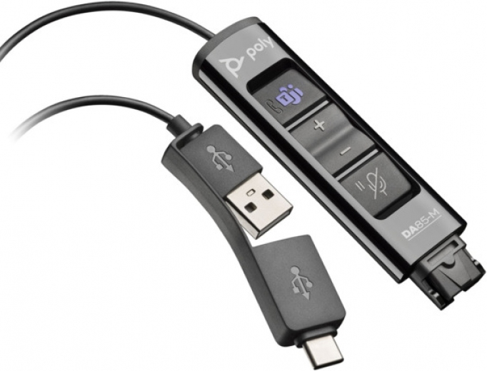 Переходник Poly DA85-M USB > QD со встроенным пультом управления для гарнитур EncorePro, USB-A, USB-C, Microsoft Teams - фото Переходник Poly DA85-M USB > QD со встроенным пультом управления для гарнитур EncorePro, USB-A, USB-C, Microsoft Teams - фото - интернет-магазин электроники и бытовой техники TTT