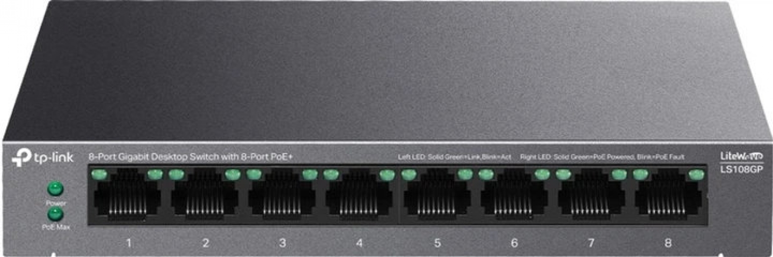 Коммутатор TP-LINK LS108GP - фото - интернет-магазин электроники и бытовой техники TTT