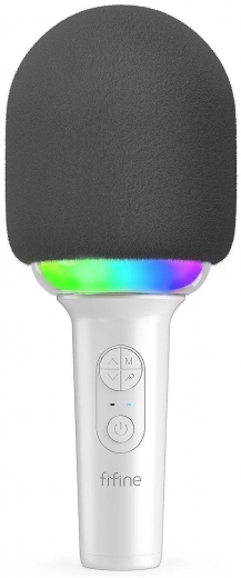 Микрофон для караоке Fifine RGB E2W White - фото - интернет-магазин электроники и бытовой техники TTT