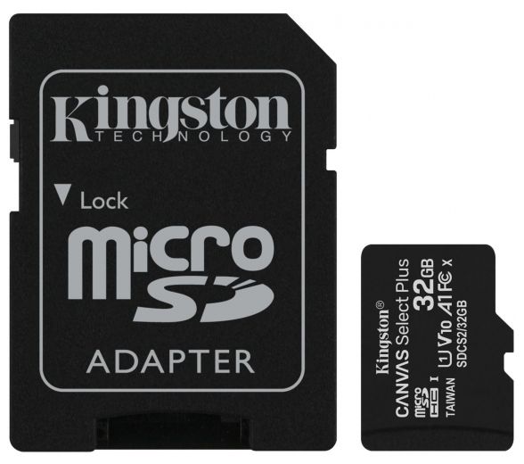 Карта памяти Kingston microSDHC 32GB Canvas Select Plus Class 10 UHS-I U1 V10 A1 + SD-адаптер (SDCS2/32GB) - фото Карта памяти Kingston microSDHC 32GB Canvas Select Plus Class 10 UHS-I U1 V10 A1 + SD-адаптер (SDCS2/32GB) - фото - интернет-магазин электроники и бытовой техники TTT
