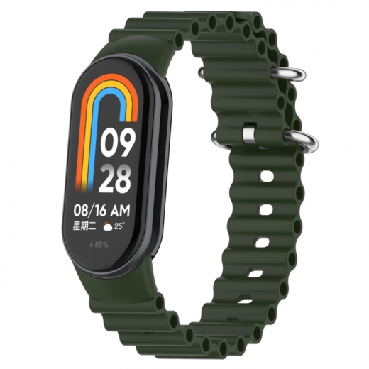 Ремешок BeCover Wave Style для Xiaomi Mi Smart Band 8 / 9 / 10 (714351) Dark Green - фото - интернет-магазин электроники и бытовой техники TTT