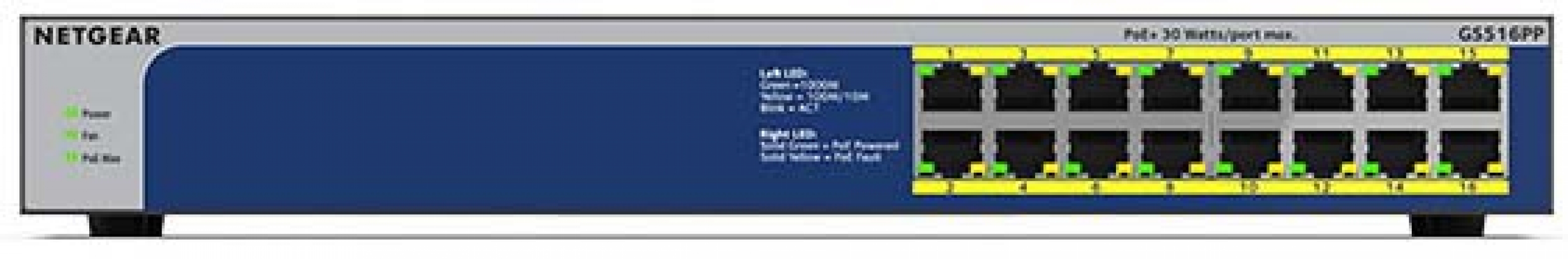 Комутатор NETGEAR GS516PP 16xGE PoE+(260Вт) - фото Комутатор NETGEAR GS516PP 16xGE PoE+(260Вт) - фото - інтернет-магазин електроніки та побутової техніки TTT