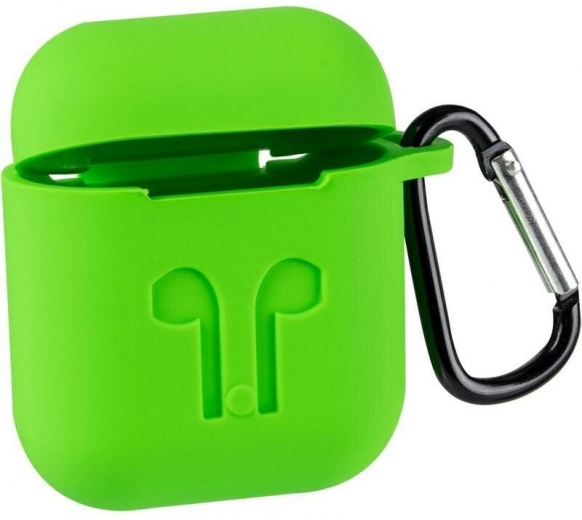 Чехол для наушников Apple AirPods Silicone Case with carbine + Straps Green - фото - интернет-магазин электроники и бытовой техники TTT
