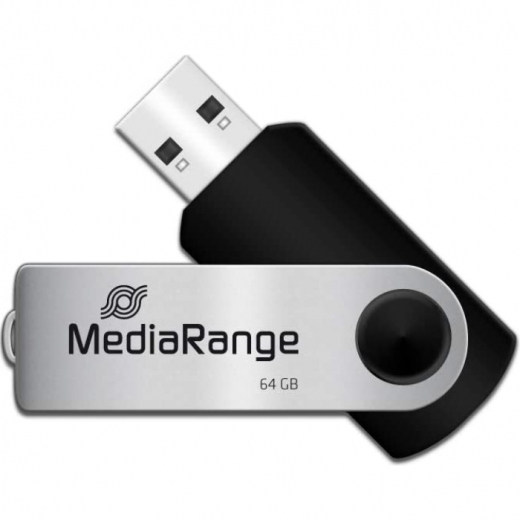 USB флеш накопитель MediaRange MR912 64GB USB 2.0 Black/Silver - фото - интернет-магазин электроники и бытовой техники TTT
