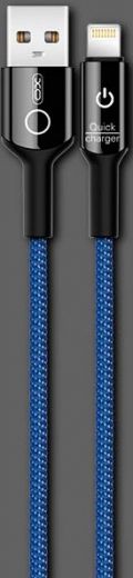 Кабель USB XO NB102 lightning 1m 3A Blue - фото - інтернет-магазин електроніки та побутової техніки TTT