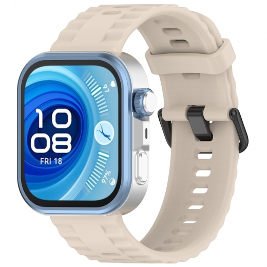 Ремінець BeCover Ribbed Tape для Huawei Watch Fit 3 / Fit 4 / Fit 4 Pro (714111) Beige - фото - інтернет-магазин електроніки та побутової техніки TTT