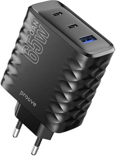 Мережевий зарядний пристрій Proove Speed Surge Gan 65W USB + 2 Type-C (558080001) Black - фото - інтернет-магазин електроніки та побутової техніки TTT