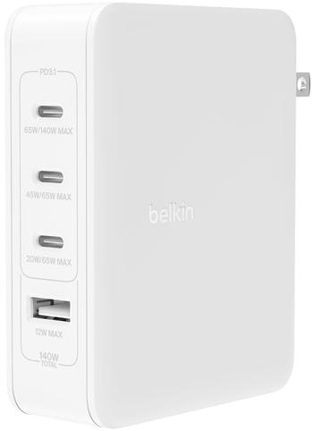 Блок питания Belkin для ноутбука 4-Port GaN Wall Charger 140W (WCH014BTWH) - фото - интернет-магазин электроники и бытовой техники TTT