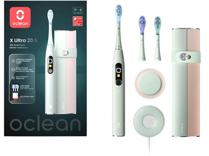 Электрическая зубная щетка Oclean X Ultra 20 Set Electric Toothbrush Green - фото - интернет-магазин электроники и бытовой техники TTT