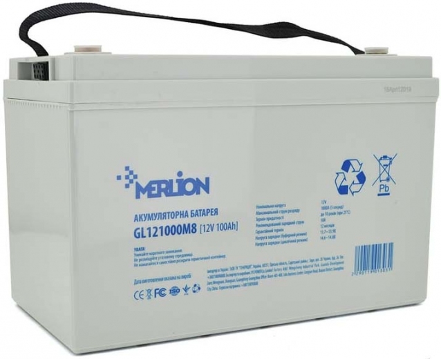 Акумуляторна батарея Merlion 12V 100AH (GL121000M8/01303) GEL - фото - інтернет-магазин електроніки та побутової техніки TTT