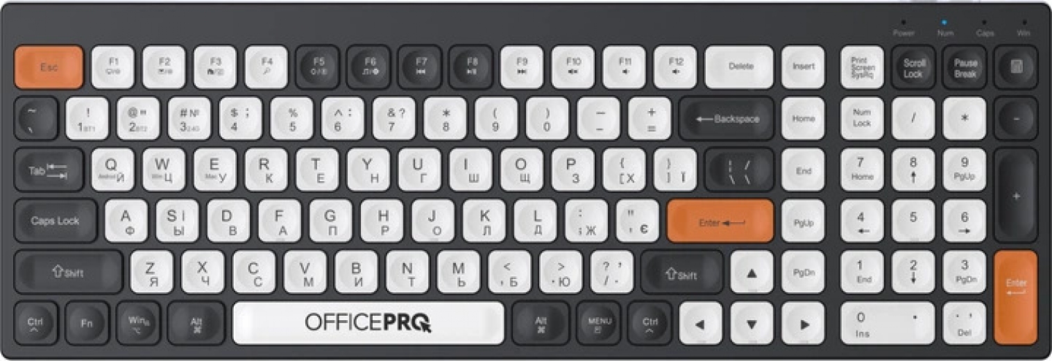 Клавіатура бездротова OfficePro SK985BO Bluetooth/Wireless Black/White - фото - інтернет-магазин електроніки та побутової техніки TTT
